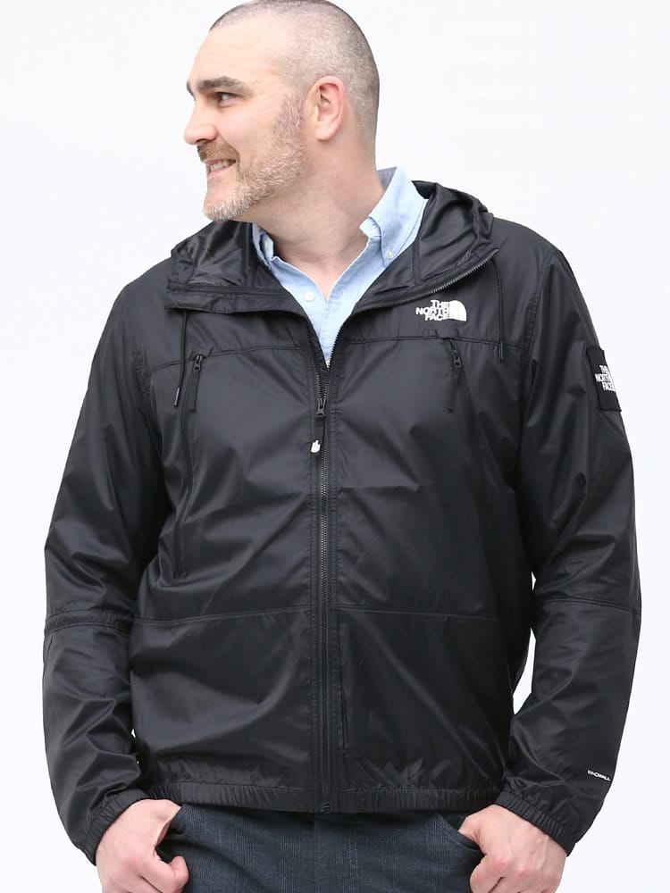 大きいサイズ メンズ THE NORTH FACE (ザ ノースフェイス) フード フルジップ ジャケット WINDWALL BLACK BOX 1990 WIND JACKET