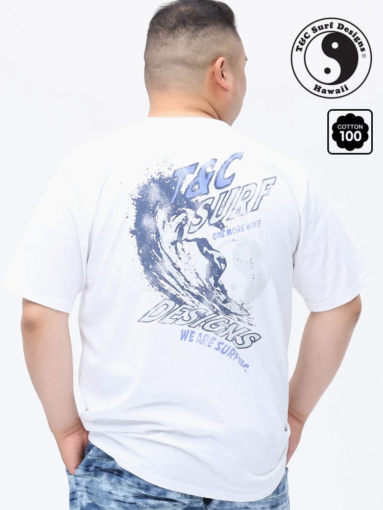 在庫処分 返品交換不可 大きいサイズ メンズ T＆C Surf Designs (ティーアンドシーサーフデザイン) 綿100％ バックサーフプリント クルーネック 半袖 Tシャツ