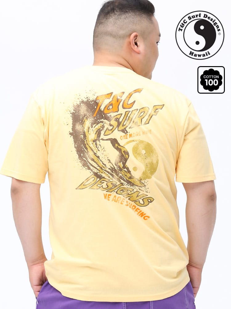 在庫処分 返品交換不可 大きいサイズ メンズ T＆C Surf Designs (ティーアンドシーサーフデザイン) 綿100％ バックサーフプリント クルーネック 半袖 Tシャツ