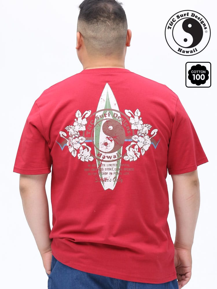 大きいサイズ メンズ T＆C Surf Designs (ティーアンドシーサーフデザイン) 綿100％ サーフプリント クルーネック 半袖 Tシャツ
