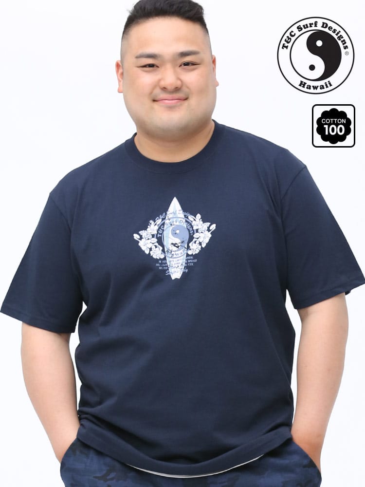 大きいサイズ メンズ T＆C Surf Designs (ティーアンドシーサーフデザイン) 綿100％ サーフプリント クルーネック 半袖 Tシャツ