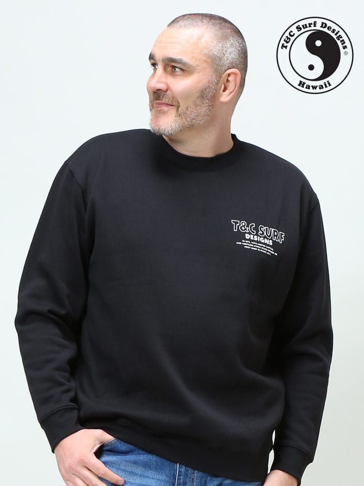 大きいサイズ メンズ T＆C Surf Designs (ティーアンドシーサーフデザイン) 裏起毛 バックプリント クルーネック トレーナー