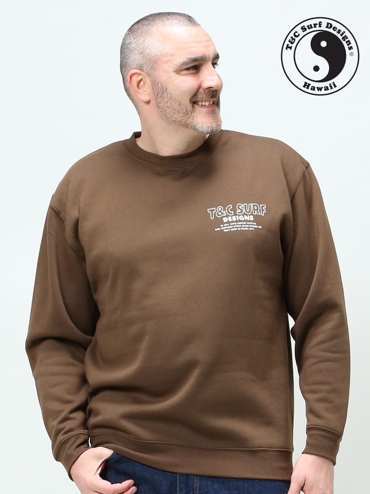 大きいサイズ メンズ T＆C Surf Designs (ティーアンドシーサーフデザイン) 裏起毛 バックプリント クルーネック トレーナー