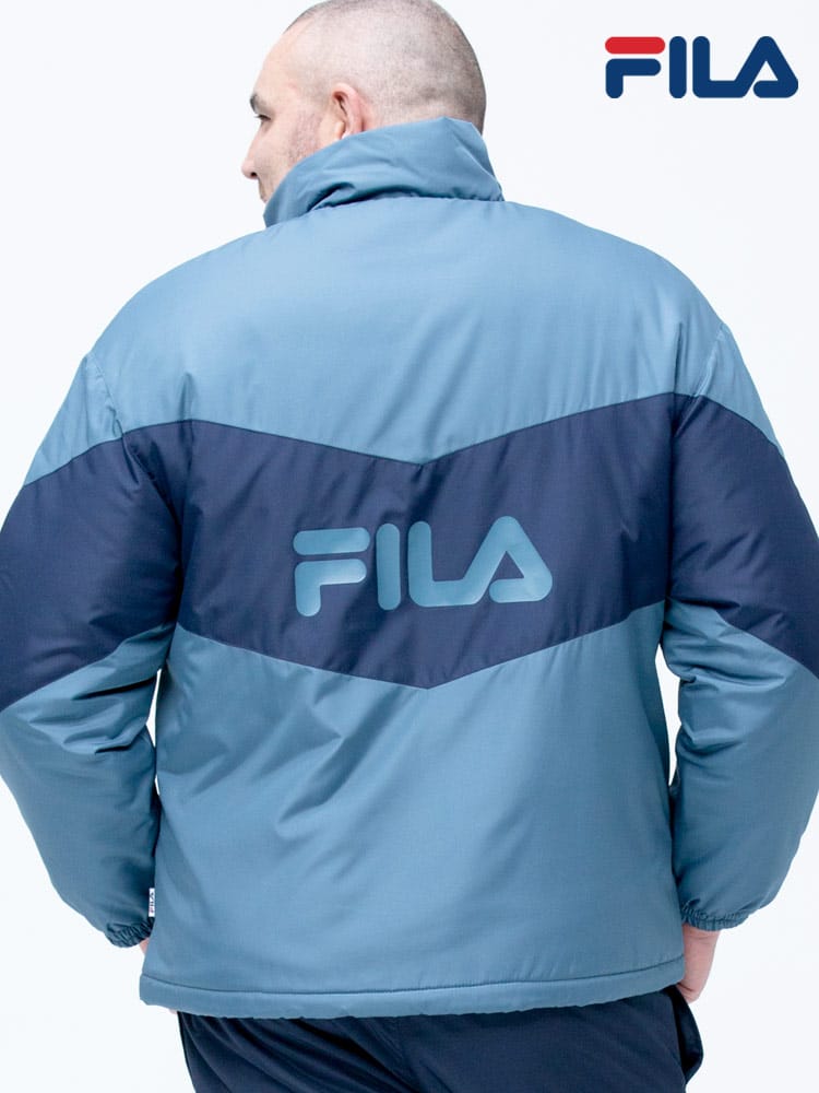 大きいサイズ メンズ FILA (フィラ) 撥水 ロゴ 切り替え フルジップ 中綿 ジャケット