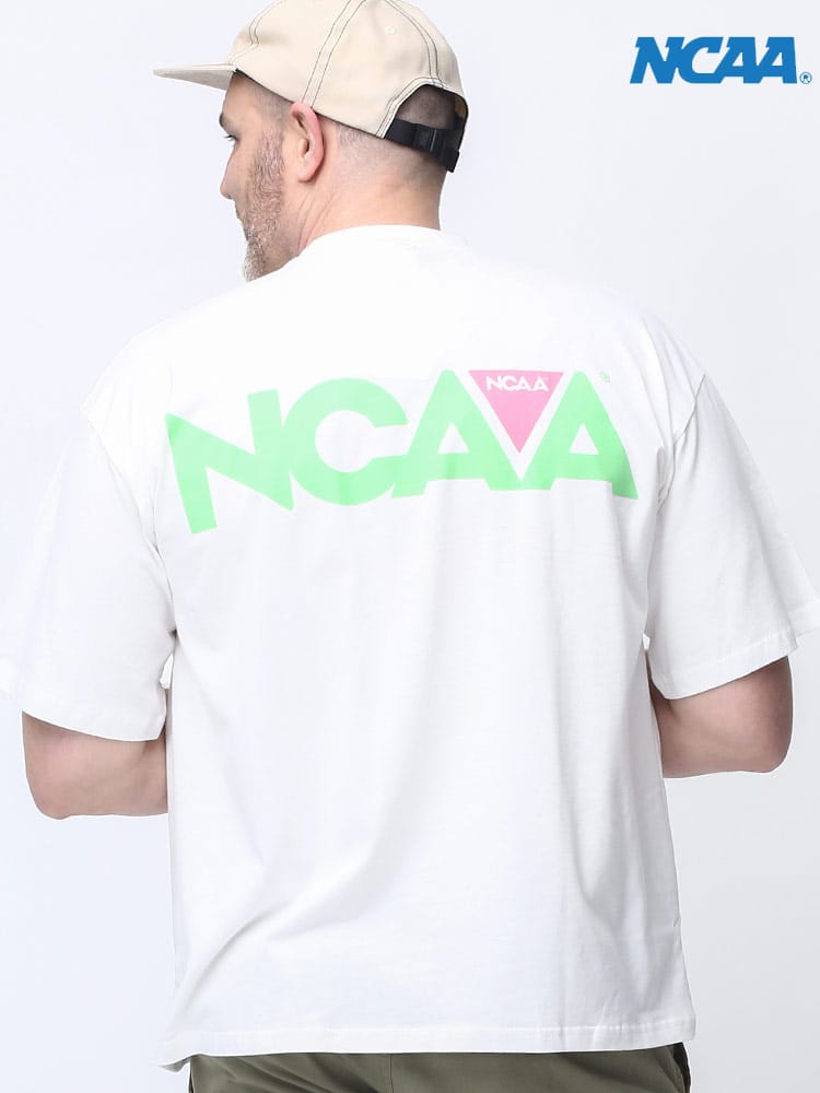 大きいサイズ メンズ NCAA (エヌシーエーエー) バックロゴプリント クルーネック 半袖 Tシャツ