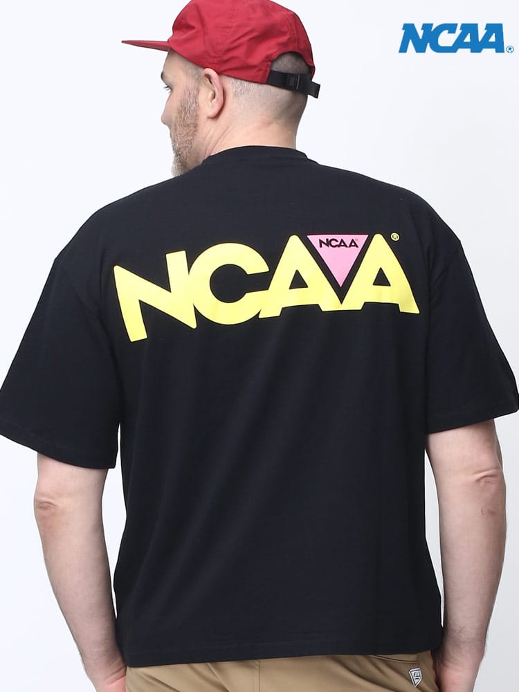 大きいサイズ メンズ NCAA (エヌシーエーエー) バックロゴプリント クルーネック 半袖 Tシャツ