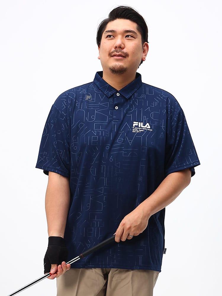 大きいサイズ メンズ FILA (フィラ) 吸汗速乾 再帰反射 エンボスロゴ 半袖 ポロシャツ