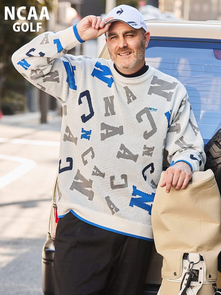 ゴルフ 総柄 クルーネック セーター (NCAA) エヌシーエーエー 大きいサイズ メンズ 