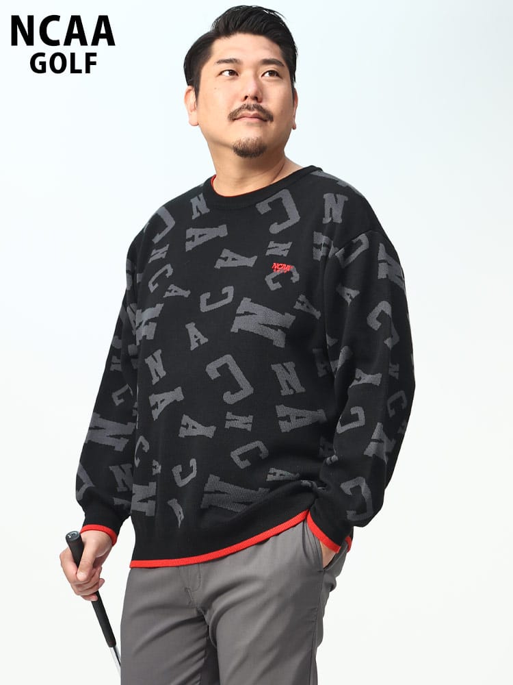 ゴルフ 総柄 クルーネック セーター (NCAA) エヌシーエーエー 大きいサイズ メンズ 