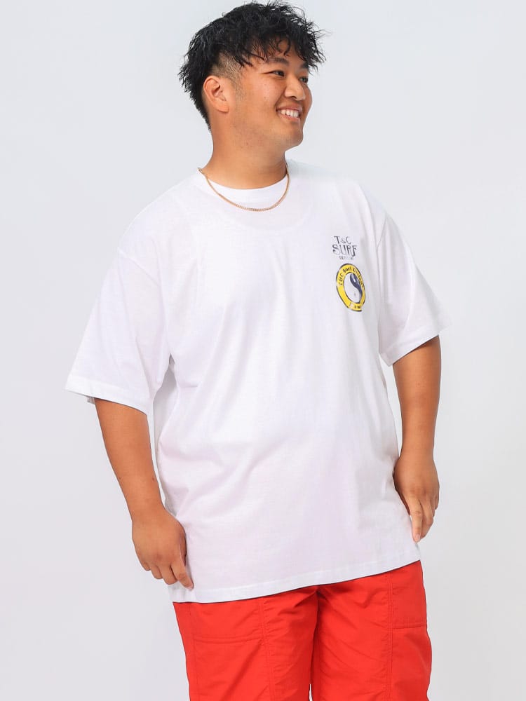 在庫処分 返品交換不可 半袖 Tシャツ 花火バックプリント クルーネック トップス コットン 大きいサイズ メンズ