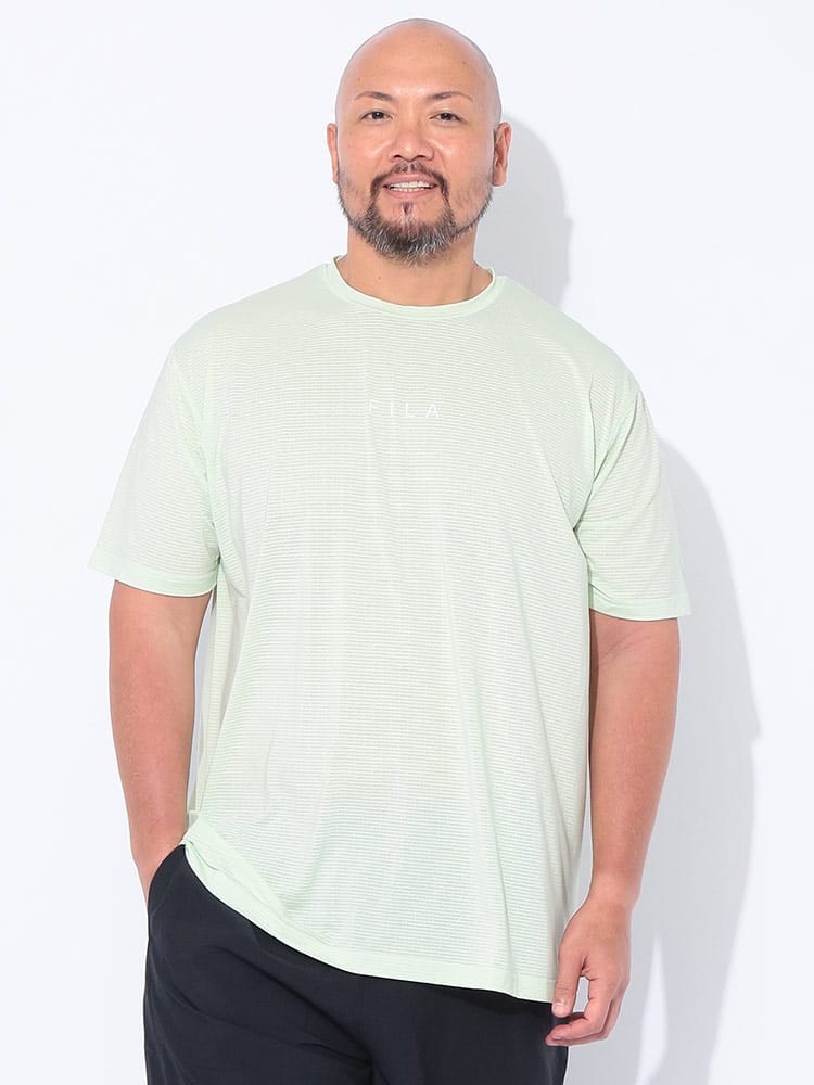 在庫処分 返品交換不可 半袖 Tシャツ 冷感 ストレッチ ボーダーメッシュ トップス 大きいサイズ メンズ