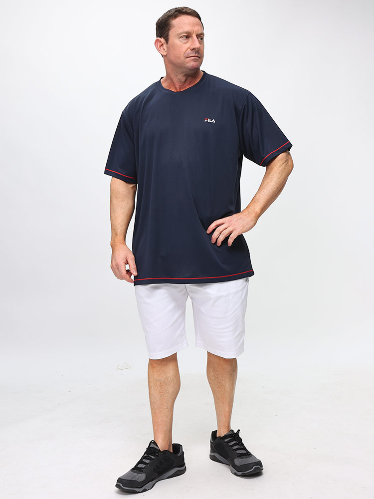 半袖 Tシャツ 吸水速乾 ダブルメッシュ クルーネック トップス スポーツム ランニング 大きいサイズ メンズ Tシャツ/カットソー 新品 ホワイト 無地 5L FILA 的