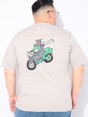 Tシャツ 半袖 メンズ 大きいサイズ 仮面ライダー ダブル クルーネック カットソー トップス コットン キャラクター プリント 春 夏
