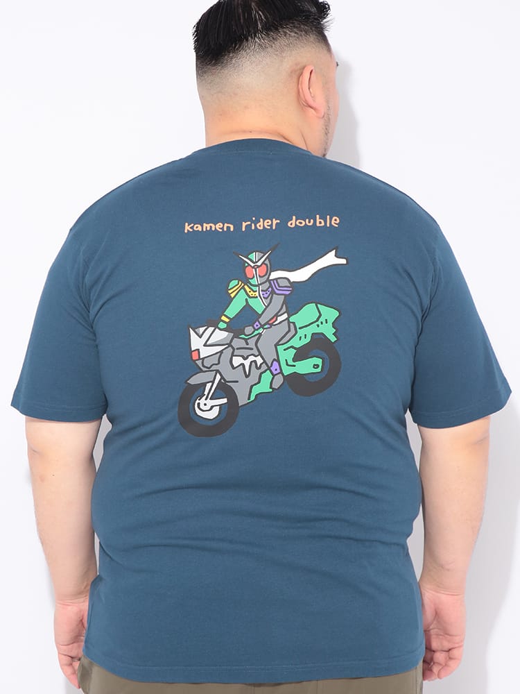 Tシャツ 半袖 メンズ 大きいサイズ 仮面ライダー ダブル クルーネック カットソー トップス コットン キャラクター プリント 春 夏