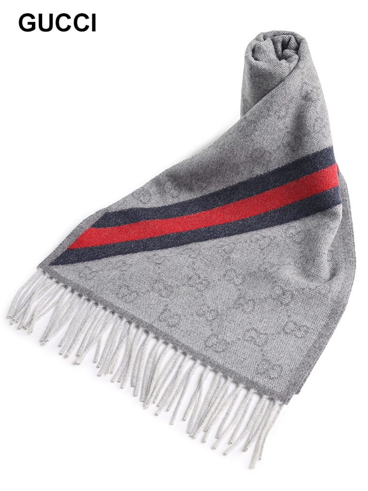 GUCCI (グッチ) ウール GG ウェビングライン マフラー GC5706033G200 ブランド メンズ 男性 ストール