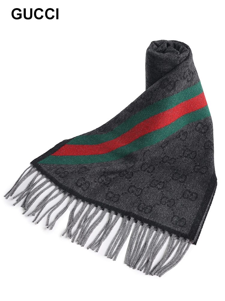 GUCCI (グッチ) ウール GG ウェビングライン マフラー GC5706033G200 ブランド メンズ 男性 ストール