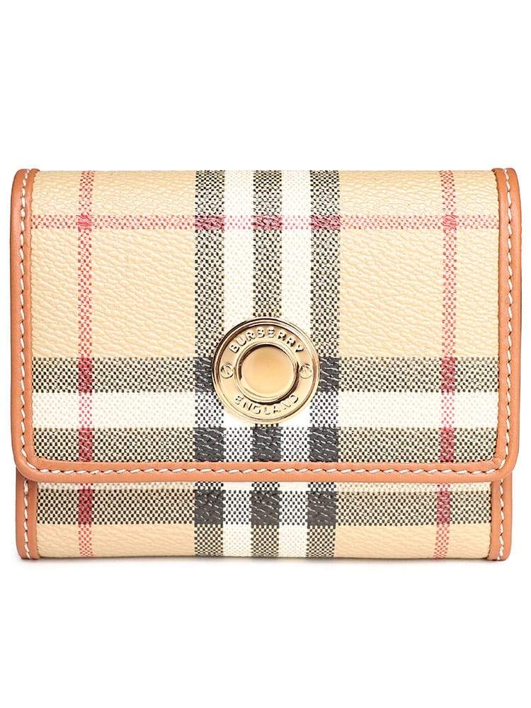 BURBERRY (バーバリー) チェック＆レザー スモール フォールディングウォレット BBL8070415 ブランド レディース 財布
