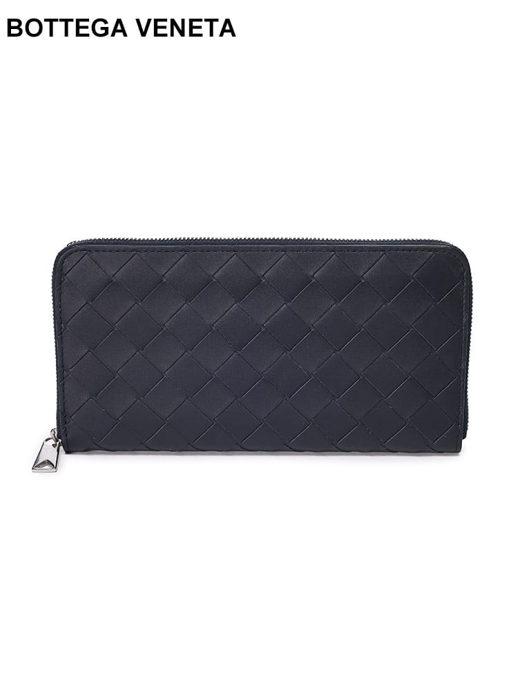 BOTTEGA VENETA (ボッテガ・ヴェネタ) レザー イントレチャート ラウンドジップ ロングウォレット