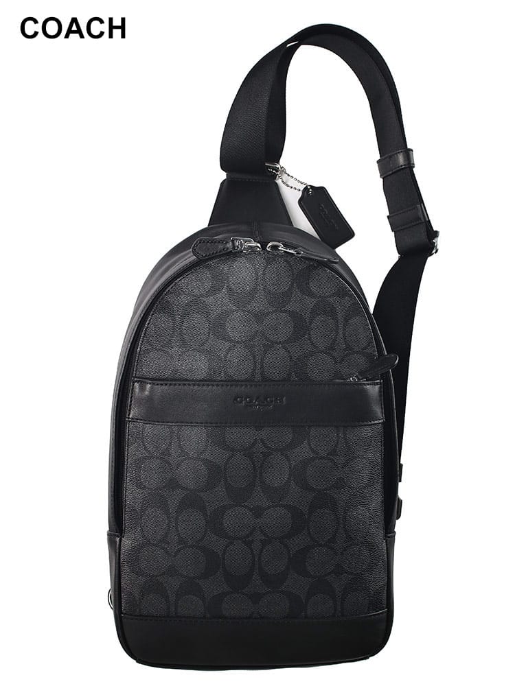 COACH (コーチ) レザー 切替 シグネチャー ボディバック