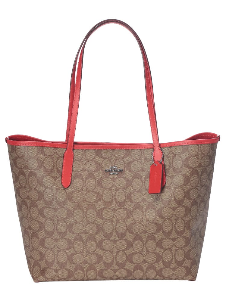 COACH (コーチ) シグネチャー キャンバス レザー トートバッグ レディース - バッグ トートバッグ【サカゼン公式通販】 【美品】COACH コーチ トートバッグ シグネチャー ウール レザー チャーム