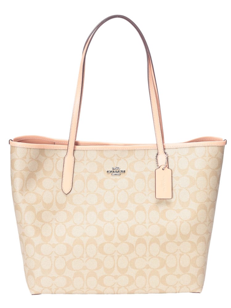 COACH (コーチ) シグネチャー キャンバス レザー トートバッグ レディース