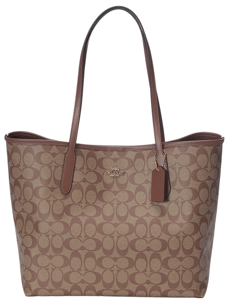 COACH (コーチ) シグネチャー キャンバス レザー トートバッグ レディース