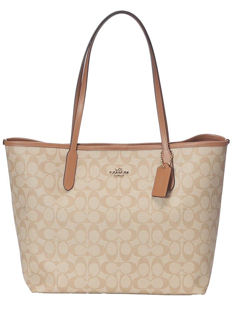 COACH (コーチ) シグネチャー キャンバス レザー トートバッグ レディース