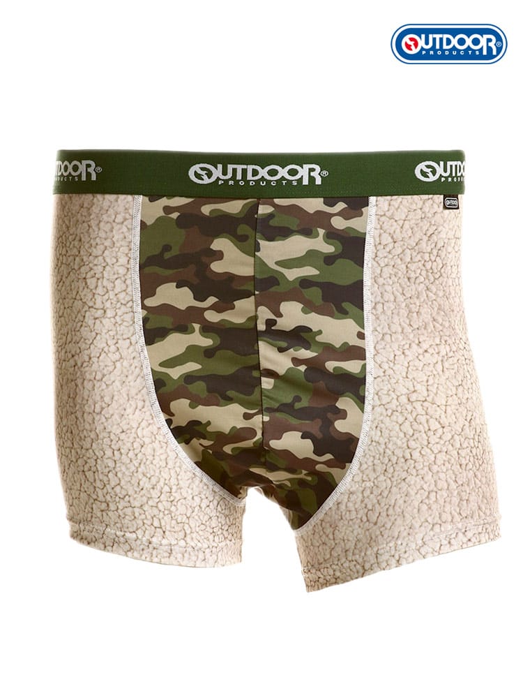 在庫処分 返品交換不可 大きいサイズ メンズ OUTDOOR PRODUCTS アウトドアプロダクツ ボア×迷彩プリント 前閉じ ボクサーパンツ 3L 4L 5L 6L