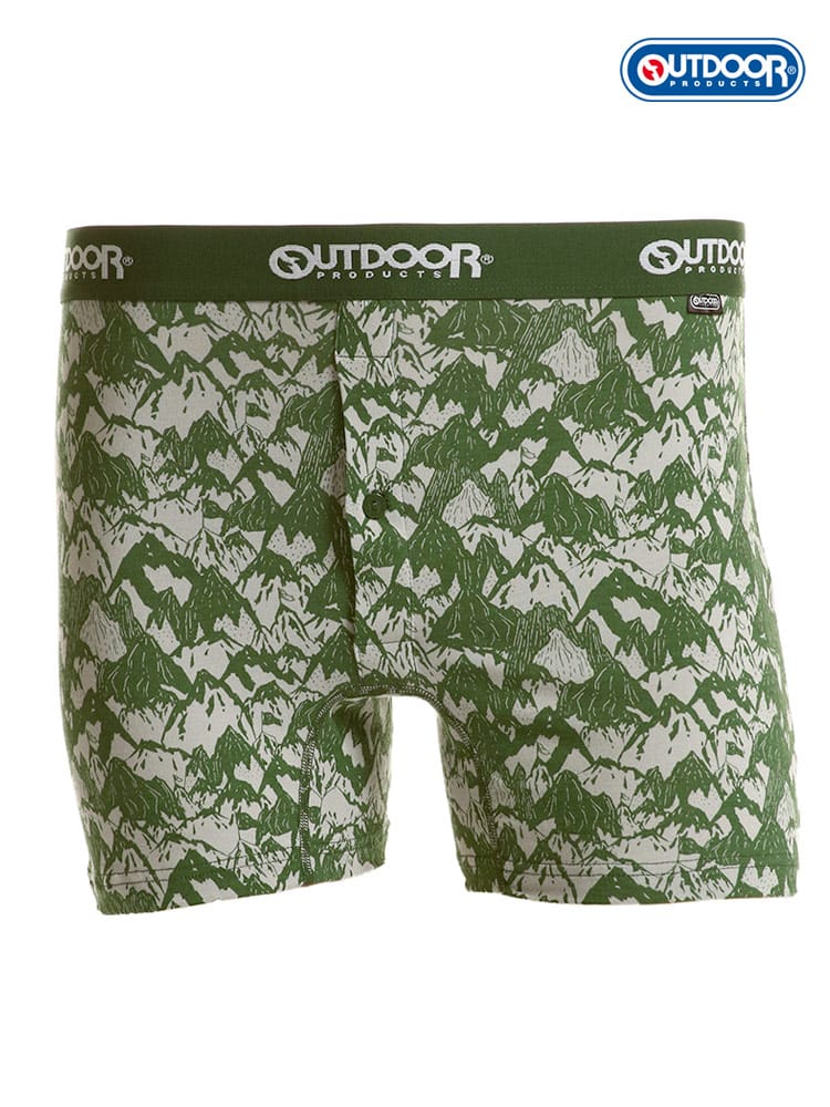 大きいサイズ メンズ OUTDOOR PRODUCTS アウトドアプロダクツ マウンテン柄 前開き ボクサーパンツ 3L 4L 5L 6L
