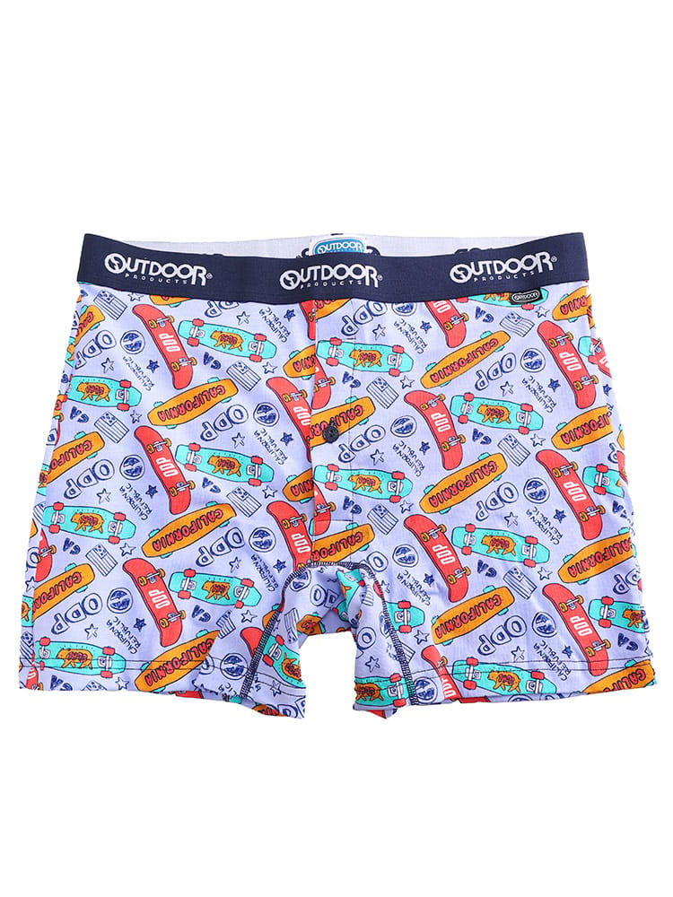 大きいサイズ メンズ OUTDOOR PRODUCTS アウトドアプロダクツ ストレッチ 吸水 スケボー柄 前開き ボクサーパンツ 父の日 プレゼントギフト 3L 4L 5L 6L