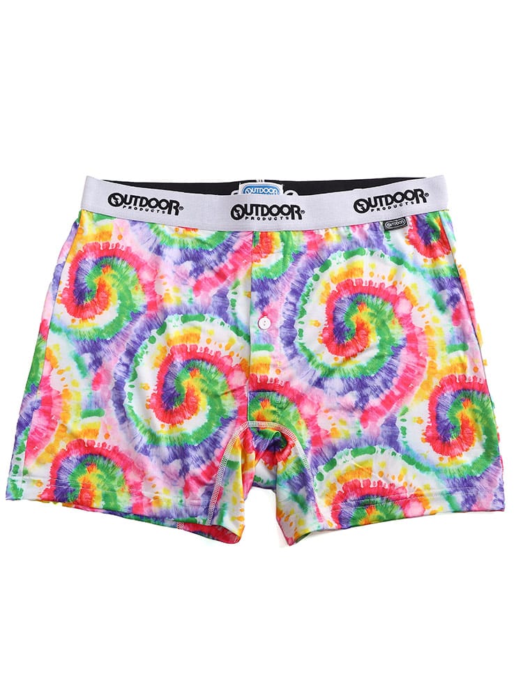 大きいサイズ メンズ OUTDOOR PRODUCTS アウトドアプロダクツ ストレッチ 吸水速乾 タイダイ柄 前開き ボクサーパンツ 父の日 プレゼントギフト 3L 4L 5L 6L