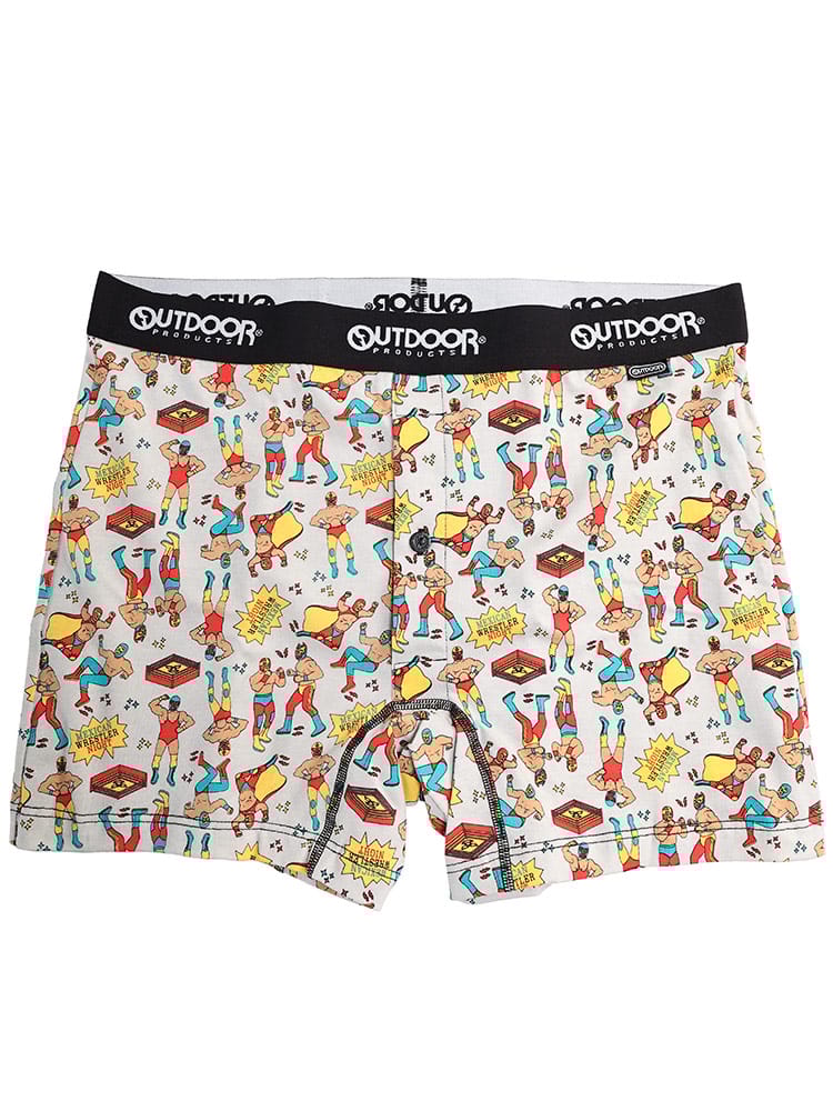 ボクサーパンツ 吸水 ストレッチ レスラープリント 前開き 肌着 下着 大きいサイズ メンズ【父の日 プレゼントギフト】