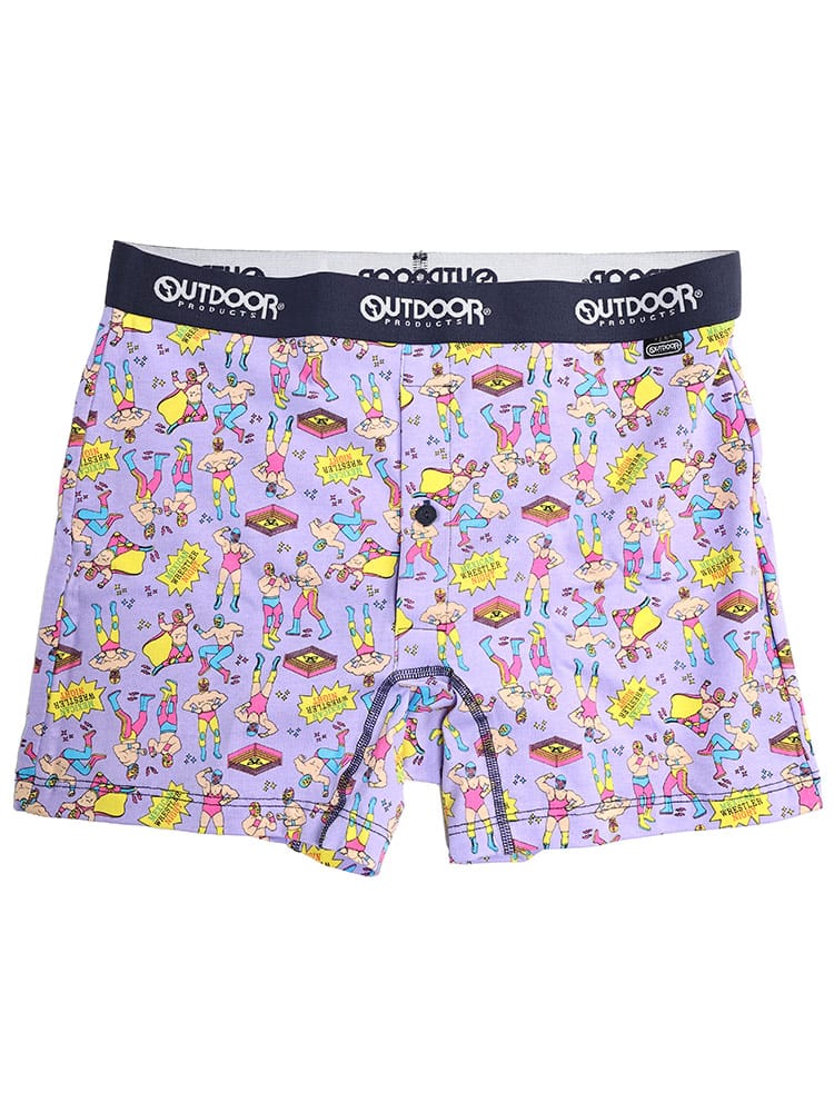 ボクサーパンツ 吸水 ストレッチ レスラープリント 前開き 肌着 下着 大きいサイズ メンズ【父の日 プレゼントギフト】