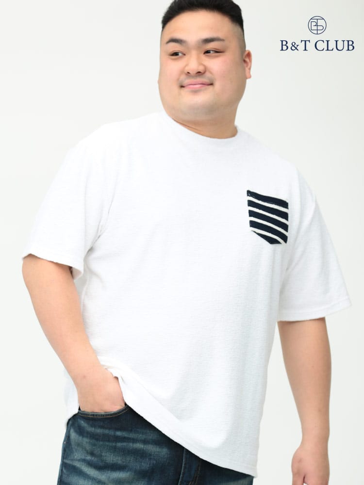大きいサイズ メンズ B＆T CLUB (ビーアンドティークラブ) ジャガードポケット クルーネック 半袖 Tシャツ