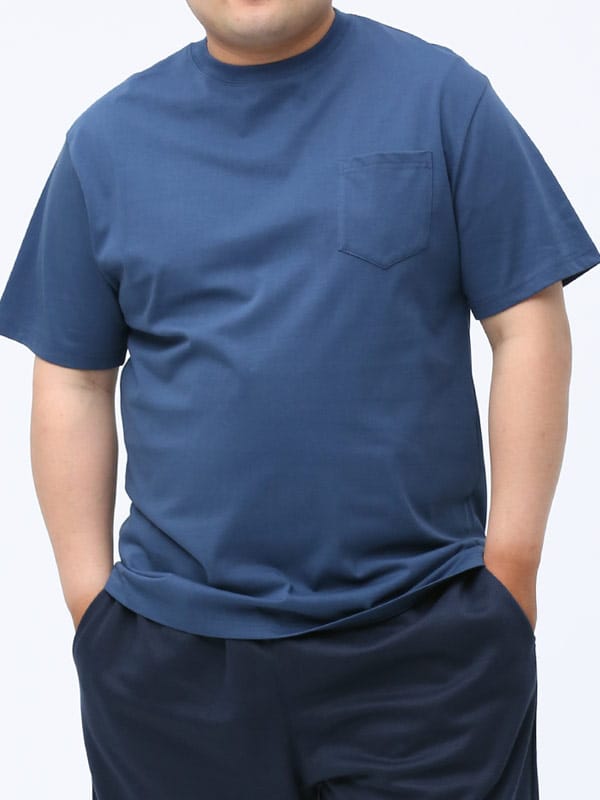 B＆T CLUB (ビーアンドティークラブ) 接触冷感 吸水速乾 無地 ポケット付き クルーネック 半袖 Tシャツ