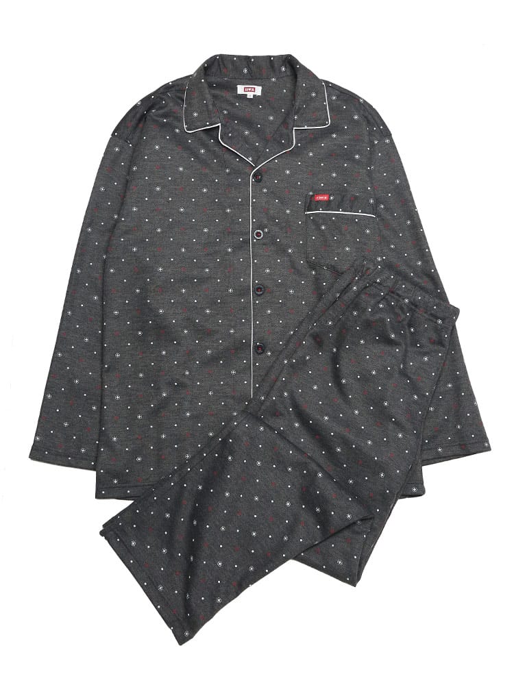 在庫処分 返品交換不可 快眠仕様 総柄プリント パジャマ 上下セット (EDWIN) エドウィン 大きいサイズ メンズ 