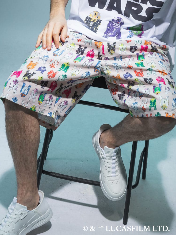『STAR WARS/スター・ウォーズ』ショートパンツ メンズ 大きいサイズ デザインパンツ「R2-D2」デザインプリント / サカゼン80周年記念 オリジナルデザイン