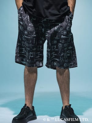 『STAR WARS/スター・ウォーズ』ショートパンツ メンズ 大きいサイズ デザインパンツ「ミレニアム・ファルコン」「Xウイング･スターファイター」デザインプリント / サカゼン80周年記念 オリジナルデザイン