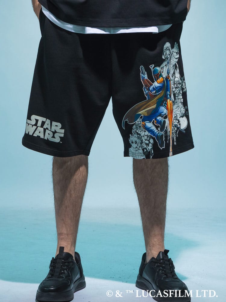 『STAR WARS/スター・ウォーズ』ショートパンツ メンズ 大きいサイズ デザインパンツ 「ボバ・フェット」「ダース・ベイダー」デザインプリント / サカゼン80周年記念 オリジナルデザイン