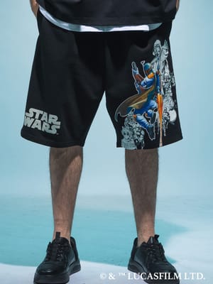 『STAR WARS/スター・ウォーズ』ショートパンツ メンズ 大きいサイズ デザインパンツ 「ボバ・フェット」「ダース・ベイダー」デザインプリント / サカゼン80周年記念 オリジナルデザイン