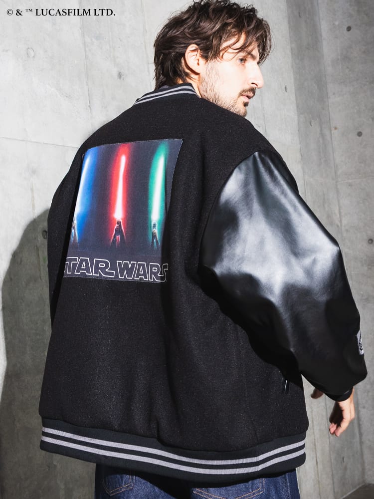 『STAR WARS／スター・ウォーズ』 ／ スタジャン メンズ 大きいサイズ「ダース・ベイダー」デザイン アウター ジャケット ワッペン ／ サカゼン80周年記念 オリジナルデザイン
