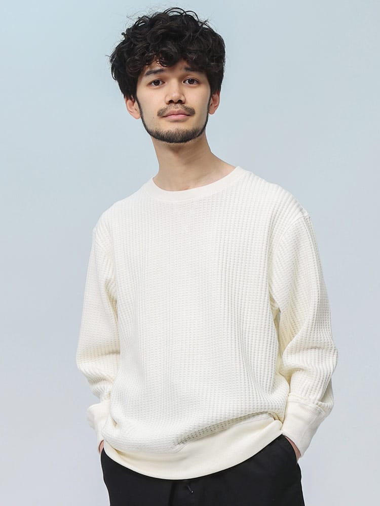 ジェーイーモーガン ロンT ワッフル クルーネック 長袖 メンズ JEMORGAN LONG JOHNS トップス カラー系 ベーシック JB00152C