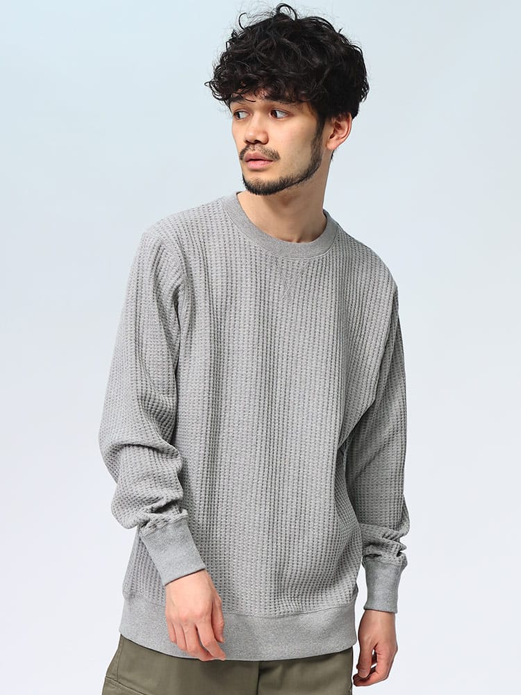 ジェーイーモーガン ロンT ワッフル クルーネック 長袖 メンズ JEMORGAN LONG JOHNS トップス カラー系 ベーシック JB00152C