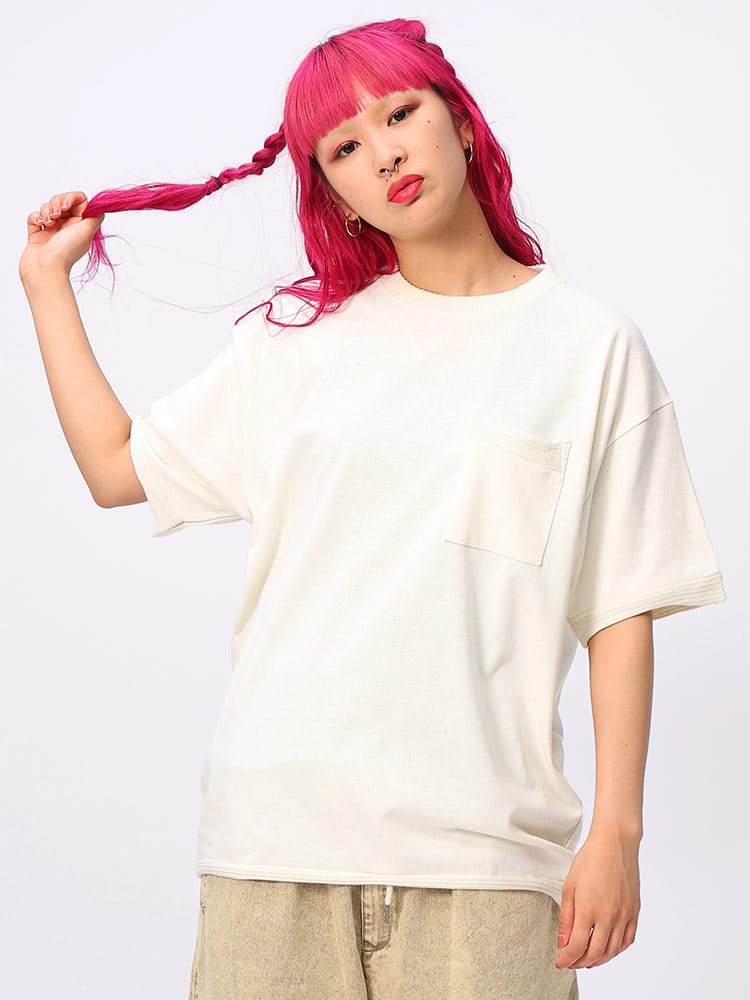 J.E MORGAN (ジェーイーモーガン) カットリブ ポケット クルーネック 半袖 Tシャツ JE088224
