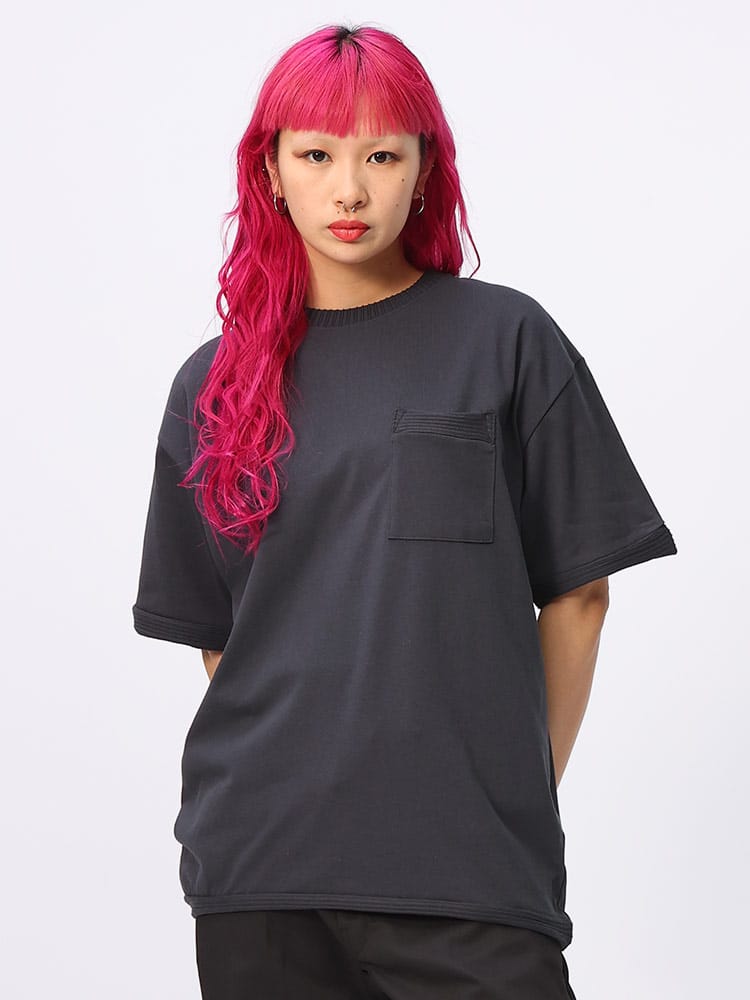 J.E MORGAN (ジェーイーモーガン) カットリブ ポケット クルーネック 半袖 Tシャツ JE088224
