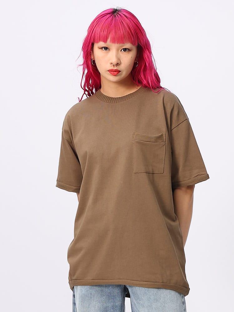 J.E MORGAN (ジェーイーモーガン) カットリブ ポケット クルーネック 半袖 Tシャツ JE088224