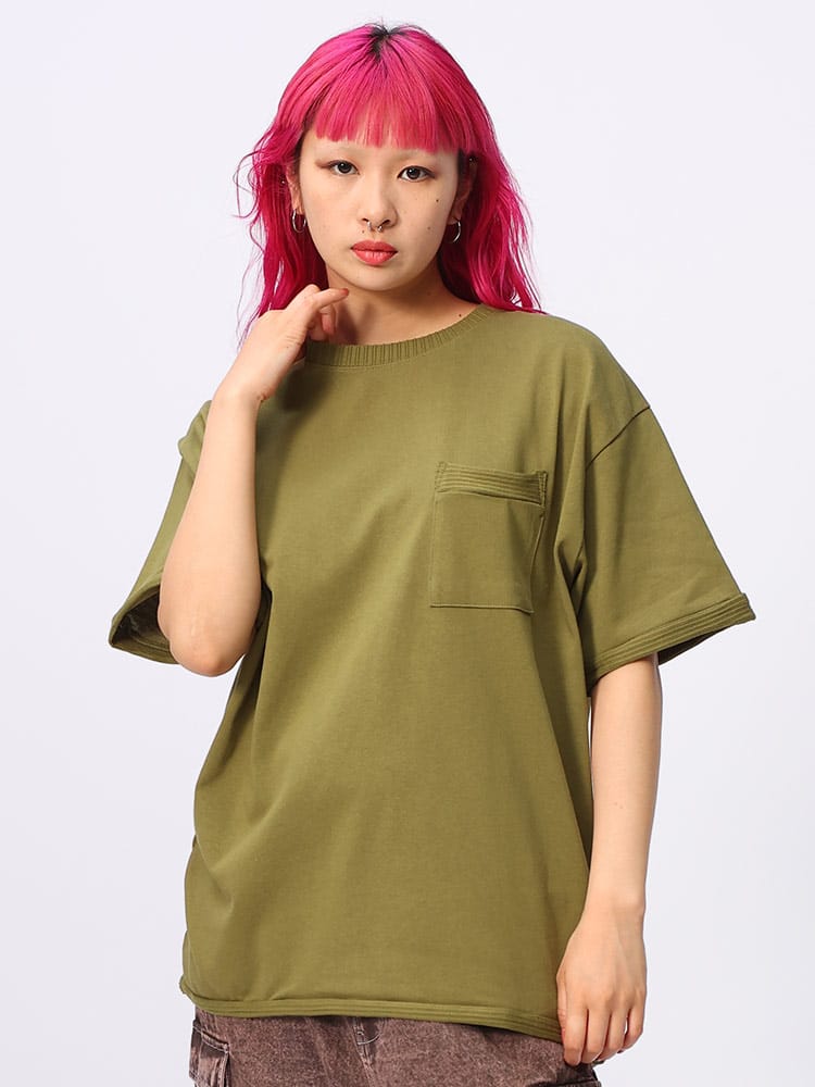 J.E MORGAN (ジェーイーモーガン) カットリブ ポケット クルーネック 半袖 Tシャツ JE088224