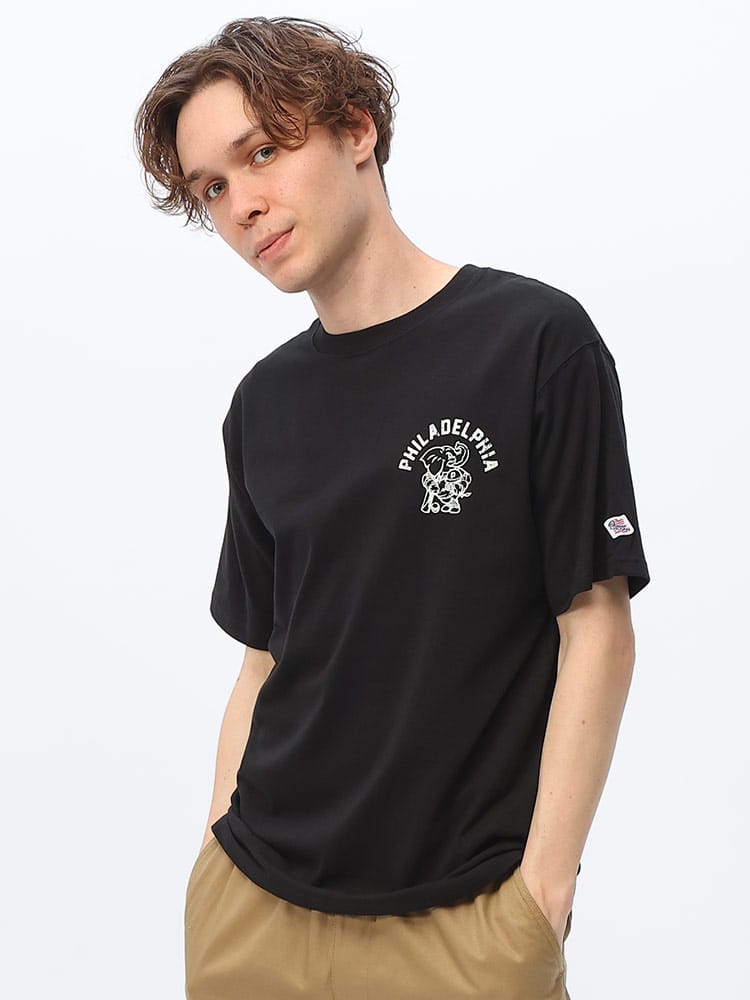 JEMORGAN LONG JOHNS (ジェーイーモーガンロングジョーンズ) PHILADELPHIA クリケット×ゾウ ダメージバックプリント 半袖 Ｔシャツ JE00122S
