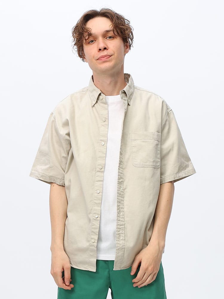 JEMORGAN LONG JOHNS (ジェーイーモーガンロングジョーンズ) made in Japan コットン 無地 ボタンダウン 半袖 オックスフォードシャツ JE27823D