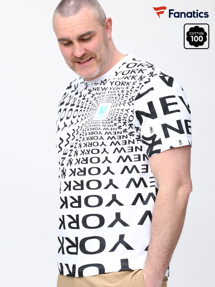 大きいサイズ メンズ Fanatics (ファナティクス) ヤンキース ロゴプリント クルーネック 半袖 Tシャツ Pattern Print